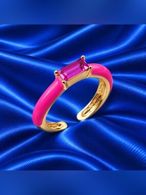 💗 Pink & Fuchsia Y2K Candy Ring | Clear Glass Stone | Adjustable